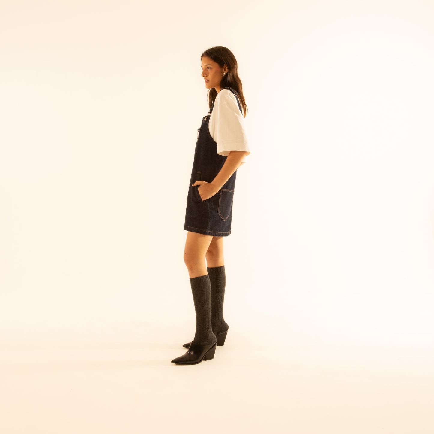 Vestido Jardineira Jeans
