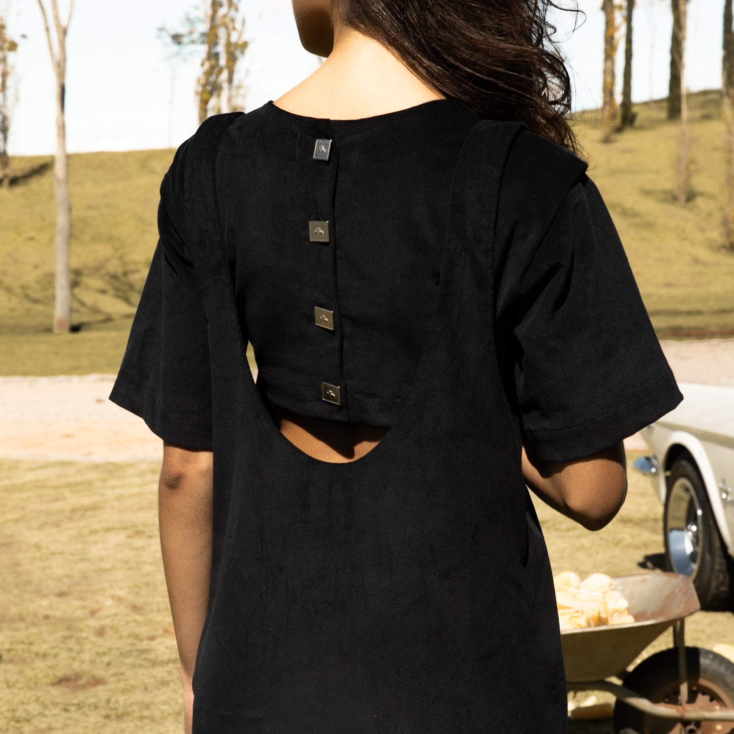 Vestido Suspensório Veludo Preto