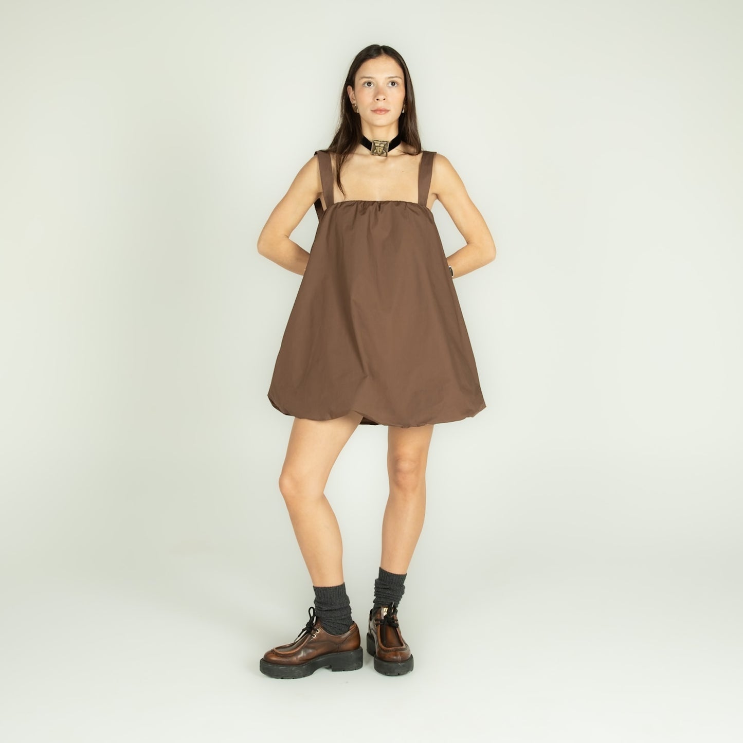 Vestido Balloon Marrom
