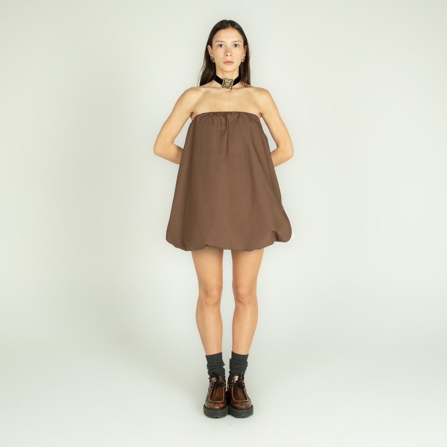Vestido Balloon Marrom