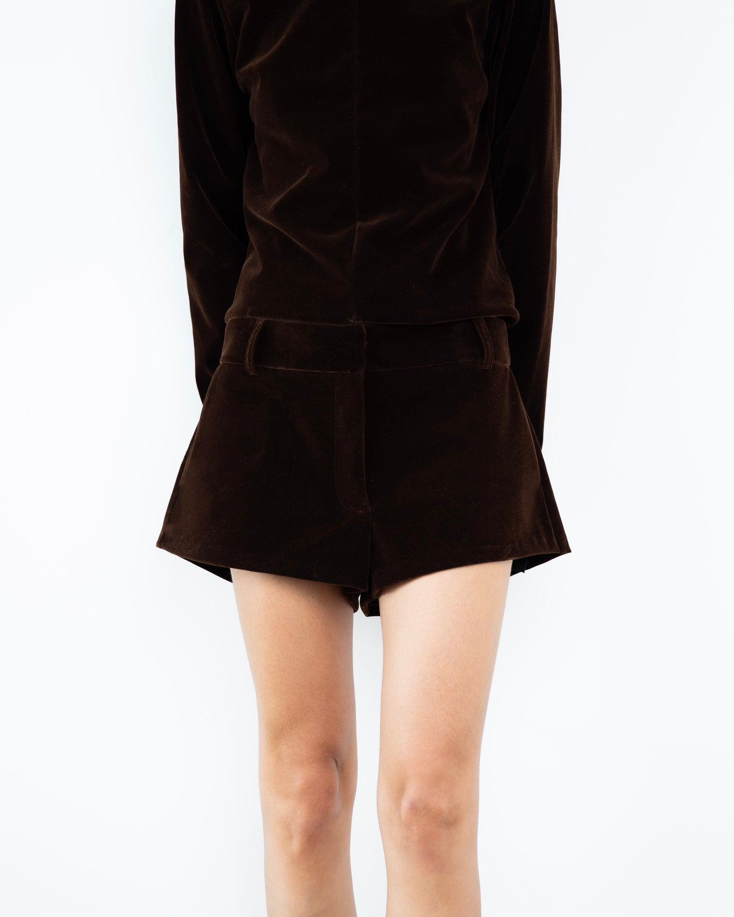 Shorts de Veludo Marrom