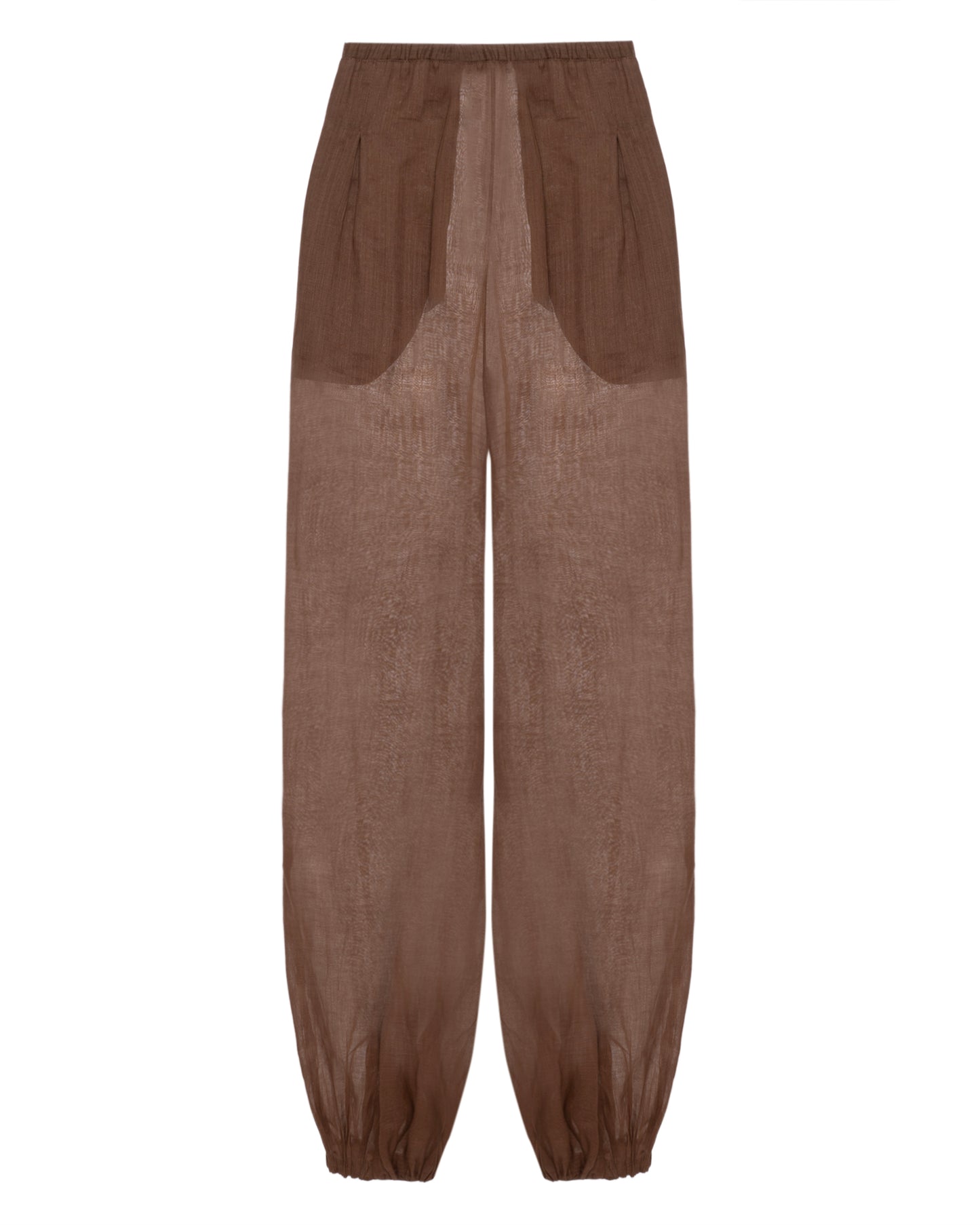 Calça Balonê Voil de Linho Marrom