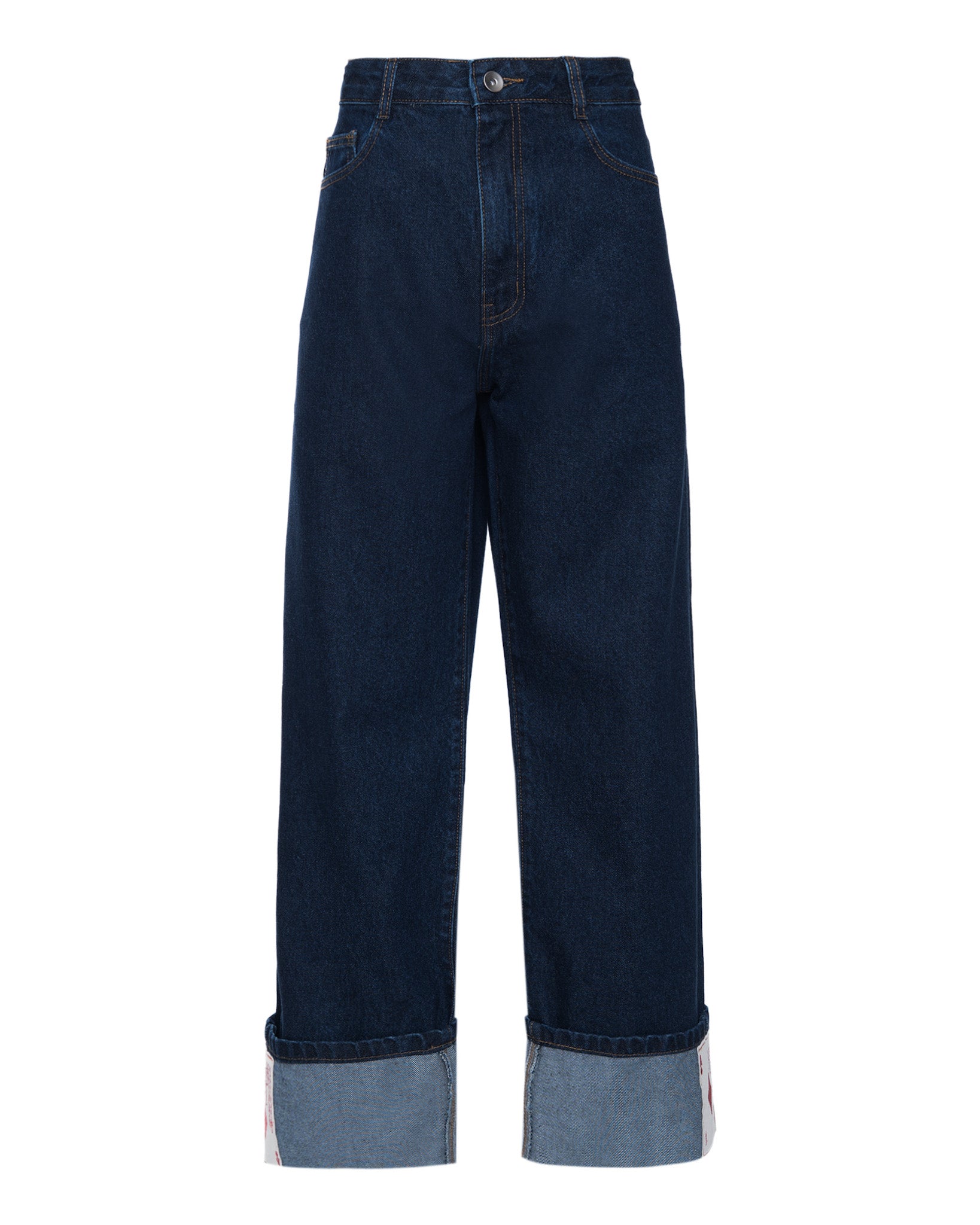 Calça Jeans Barra Cartas Bordadas