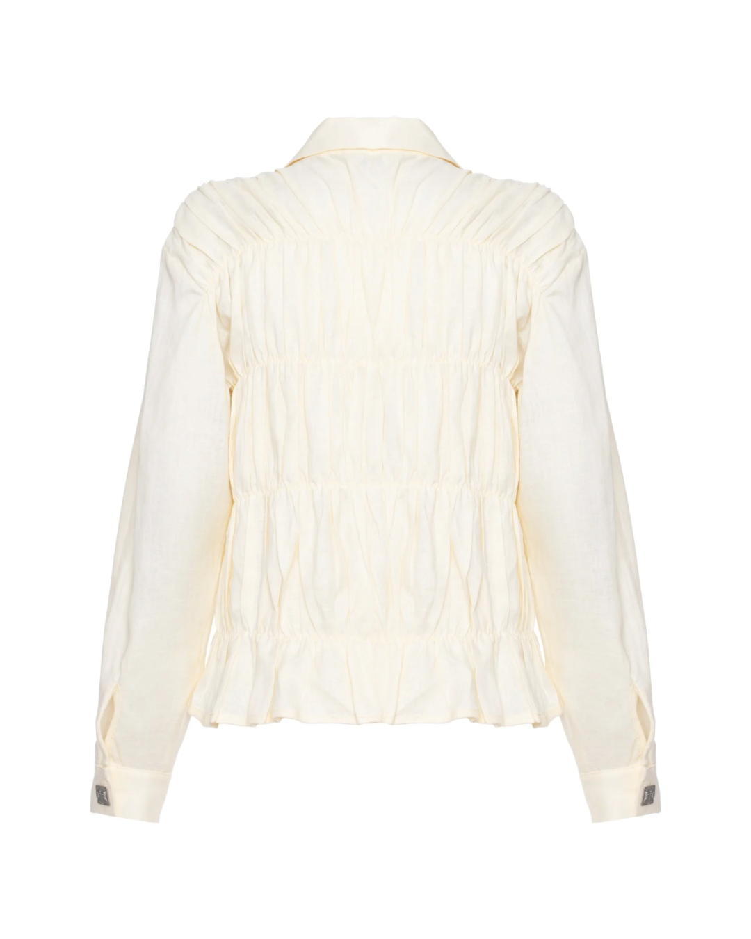 Camisa Drapeada Linho Manteiga