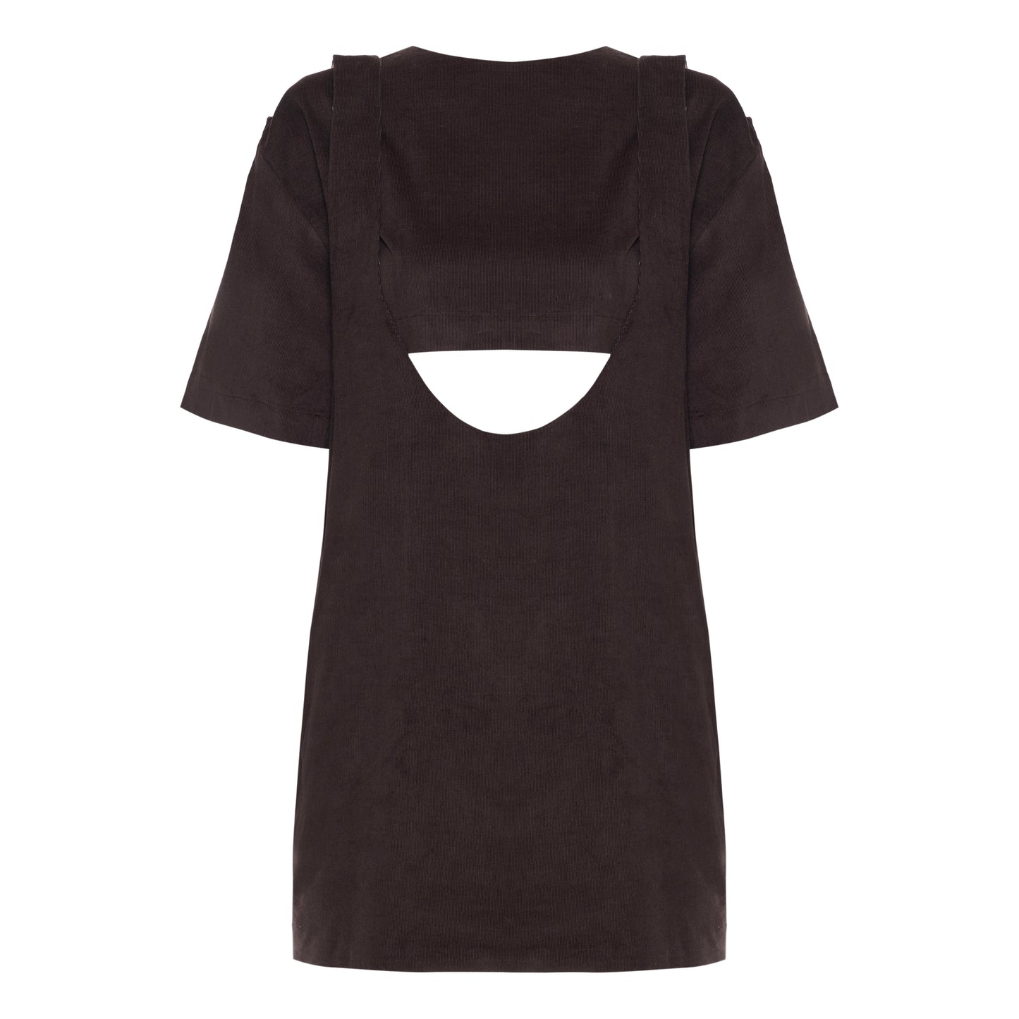 Vestido Suspensório Veludo Marrom