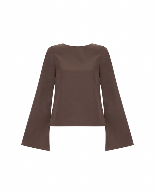 Blusa Cartas Costas Abertas Marrom