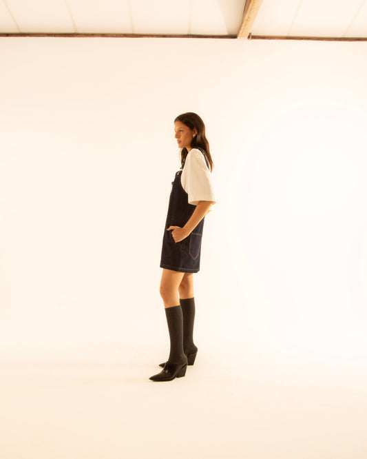 Vestido Jardineira Jeans