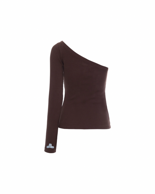 Blusa Um Ombro Só Marrom