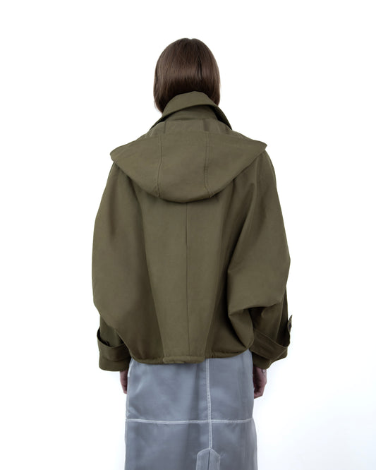 Trench Curto Dupla Face Verde