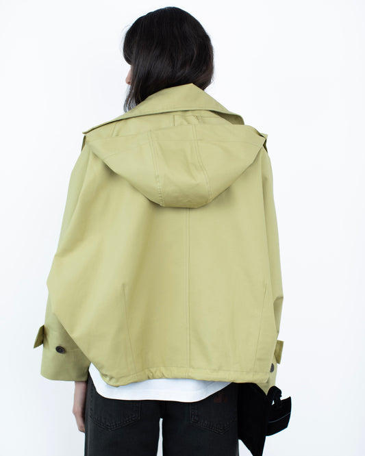 Trench Curto Dupla Face Caqui