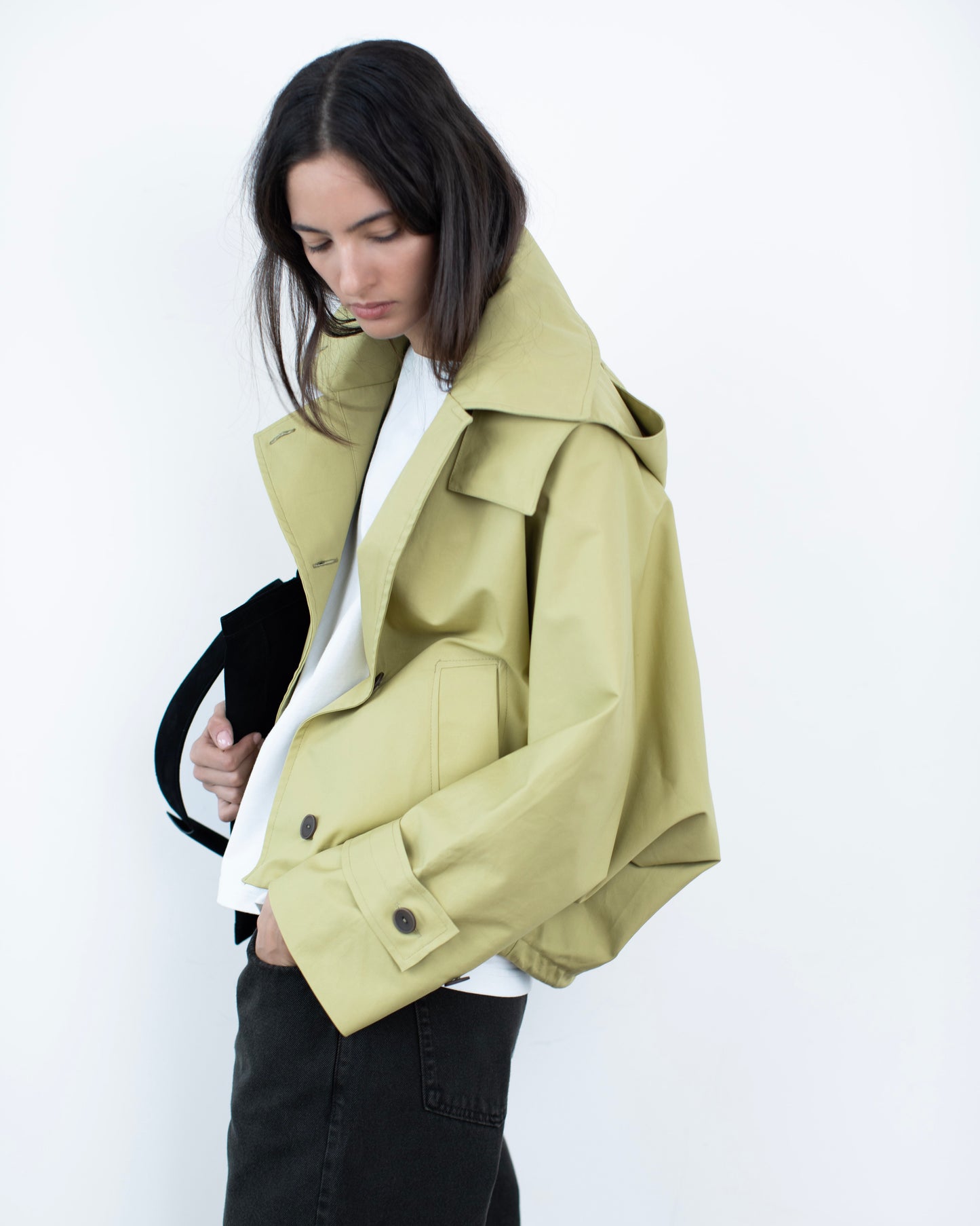 Trench Curto Dupla Face Caqui