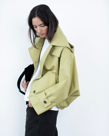 Trench Curto Dupla Face Caqui