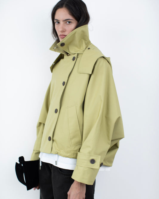 Trench Curto Dupla Face Caqui
