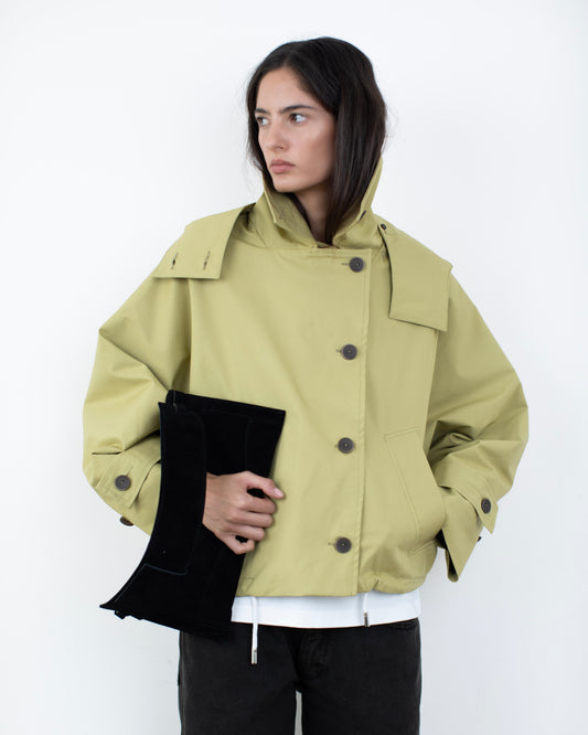 Trench Curto Dupla Face Caqui