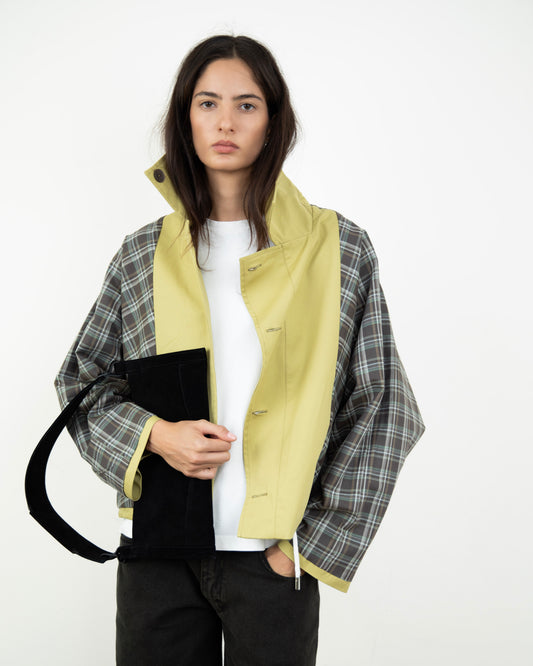 Trench Curto Dupla Face Caqui
