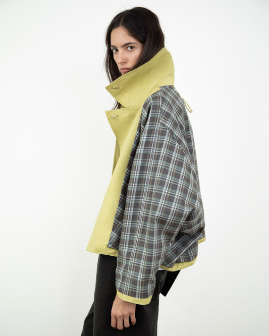Trench Curto Dupla Face Caqui