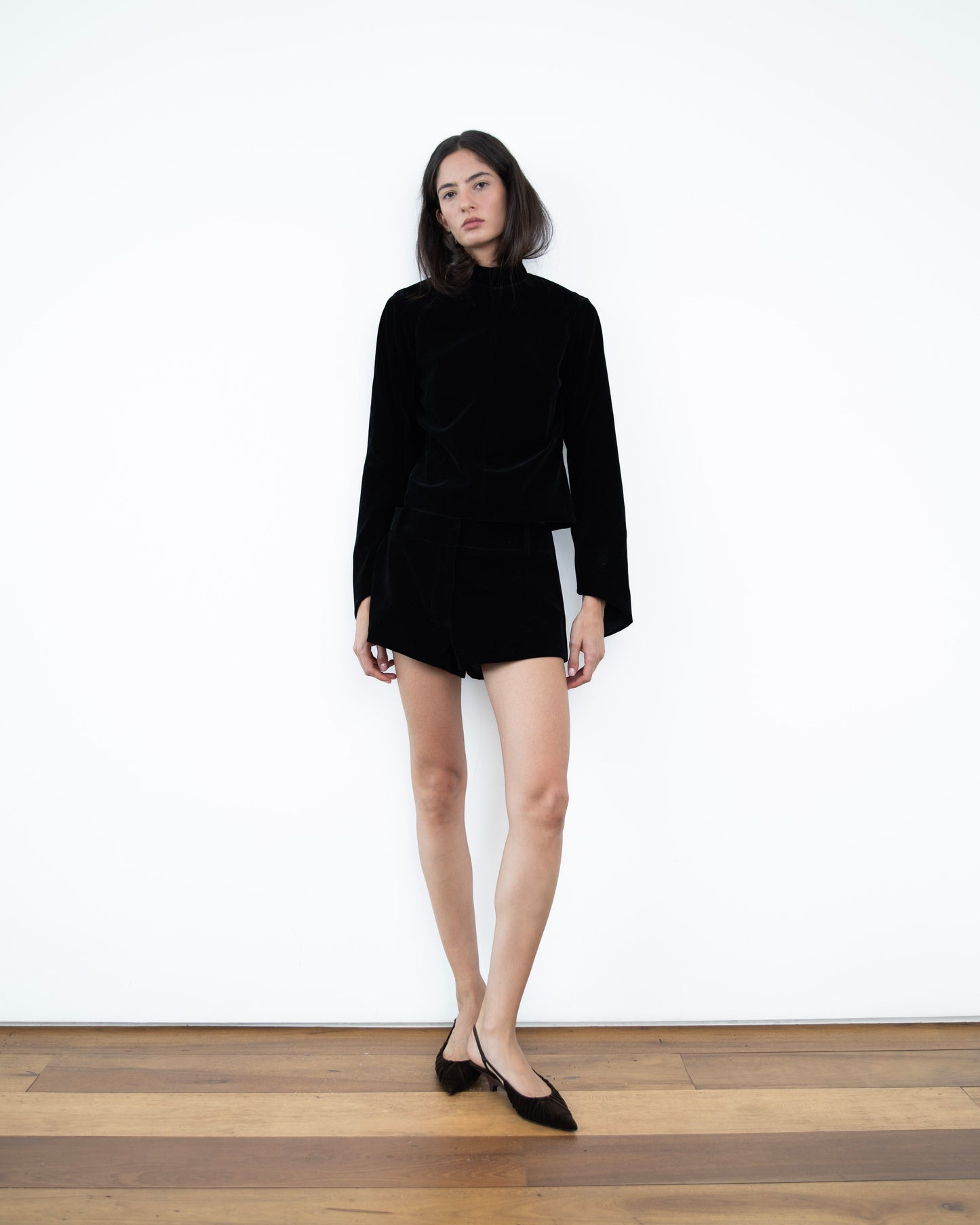 Shorts de Veludo Preto