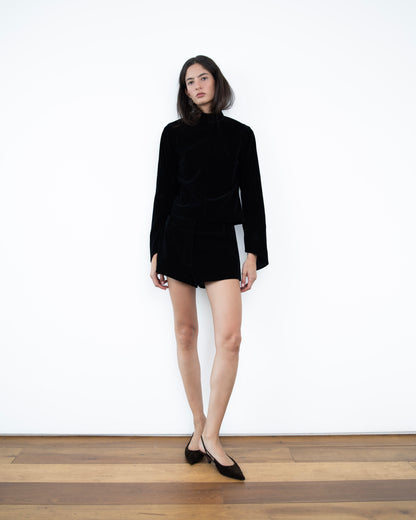 Shorts de Veludo Preto
