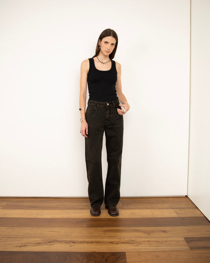 Calça Jeans Logo Preta