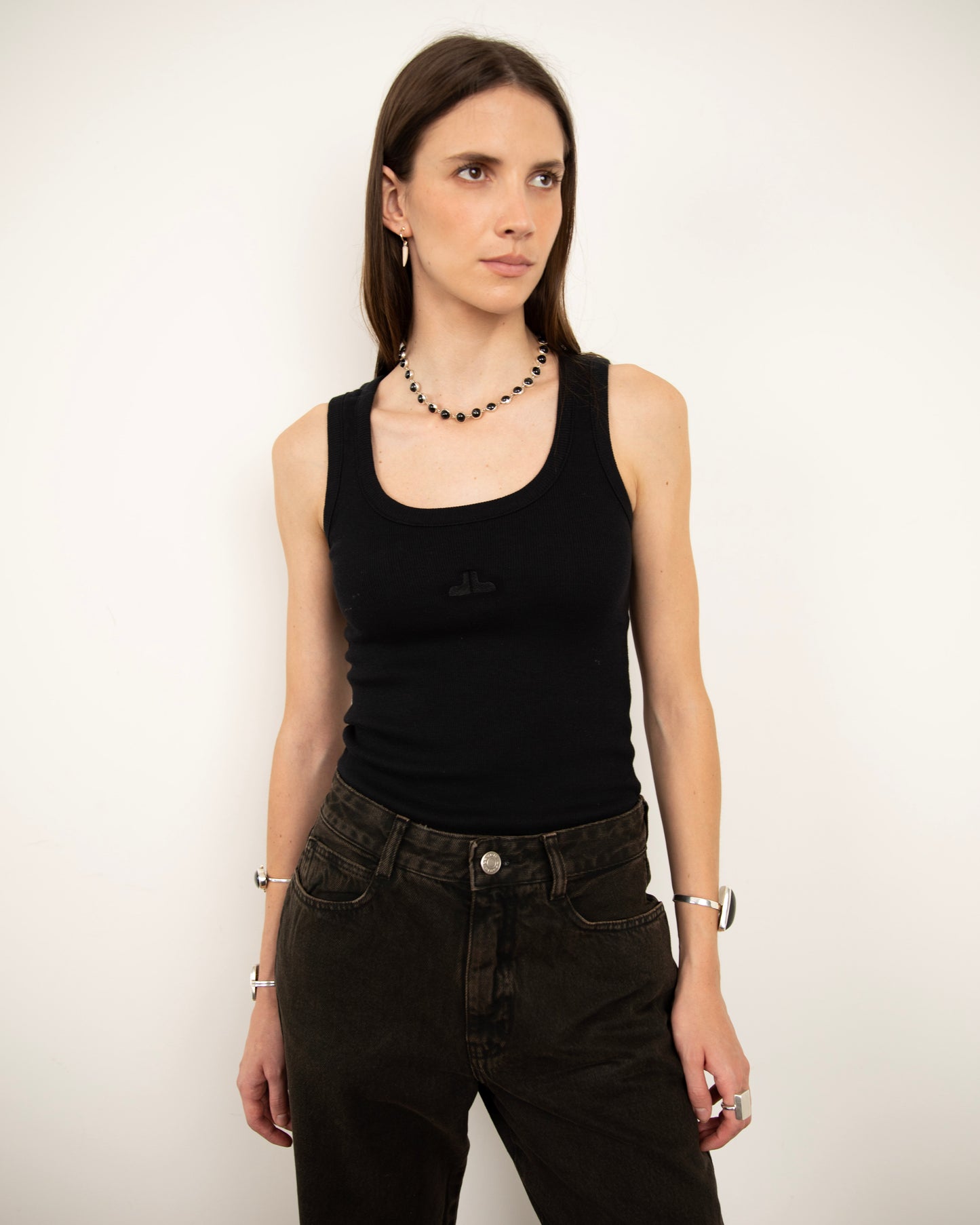 Calça Jeans Logo Preta