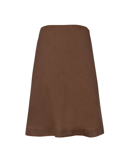 Vestido Mini Tomara que Caia Voil de Linho Marrom
