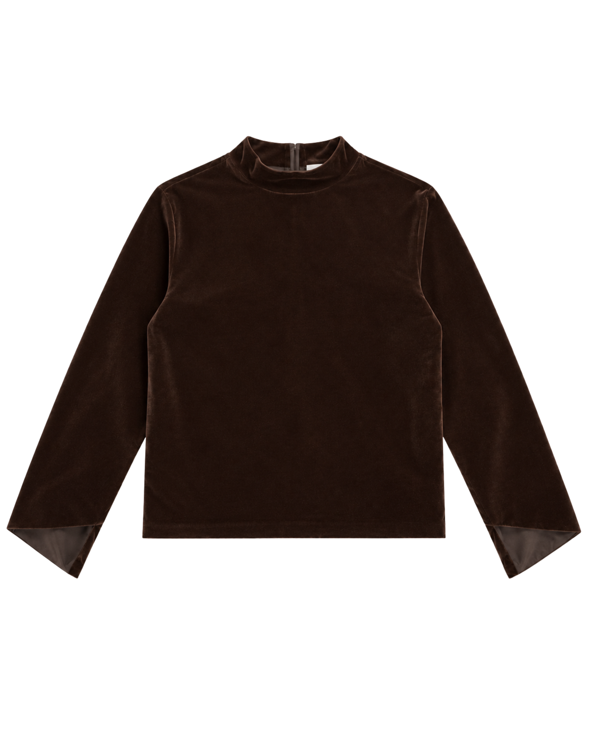 Blusa de Veludo Gola Alta Marrom