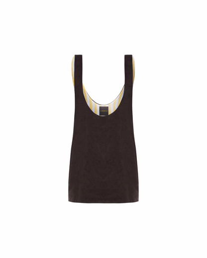 Vestido Suspensório Veludo Marrom