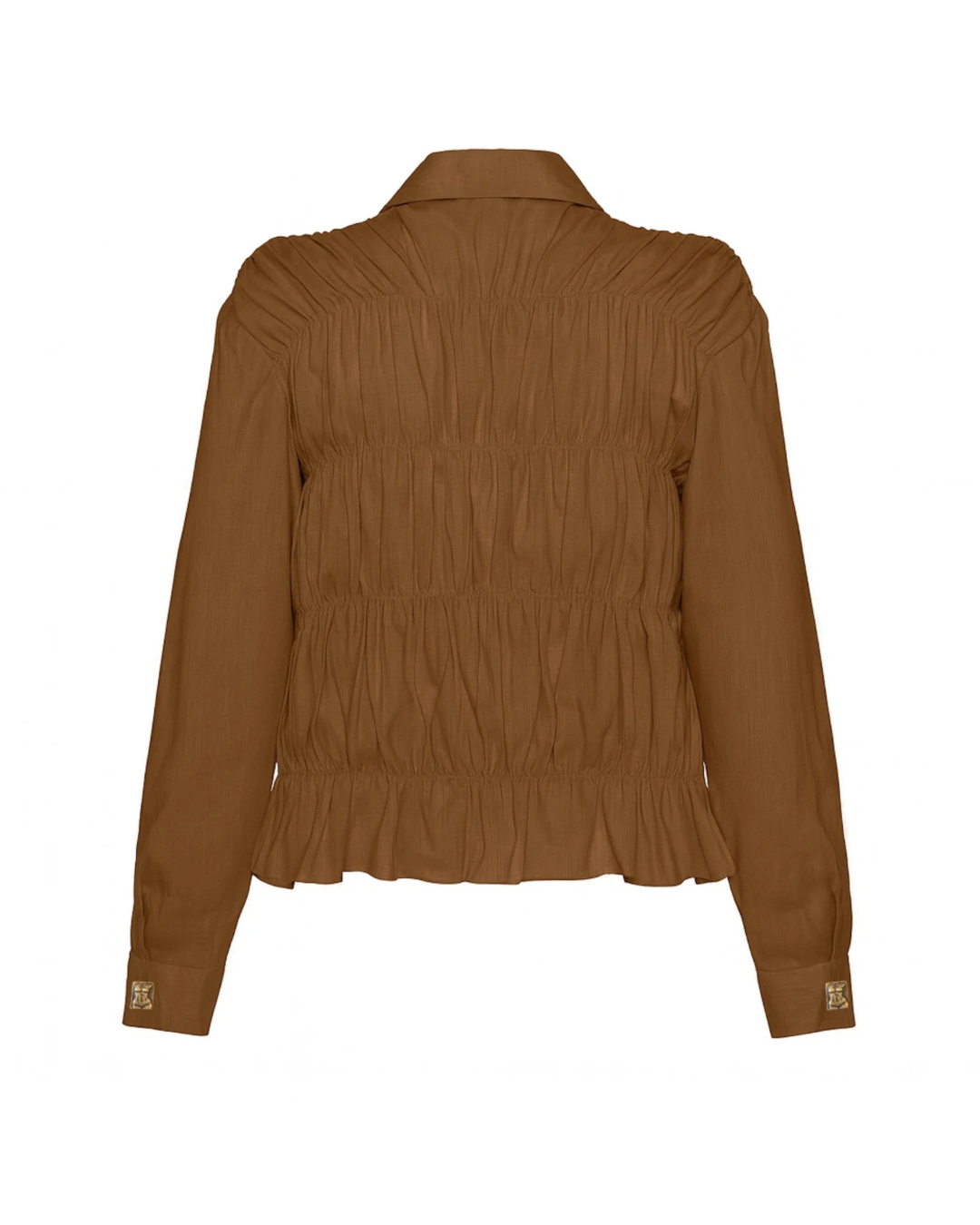 Camisa Drapeada Linho Marrom