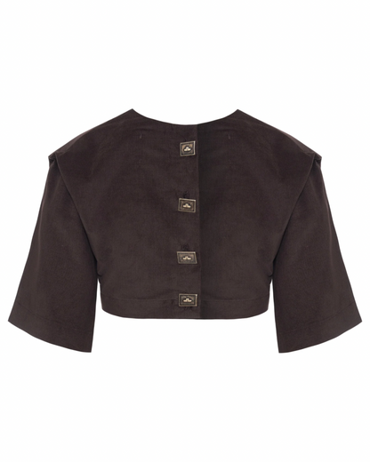 Vestido Suspensório Veludo Marrom