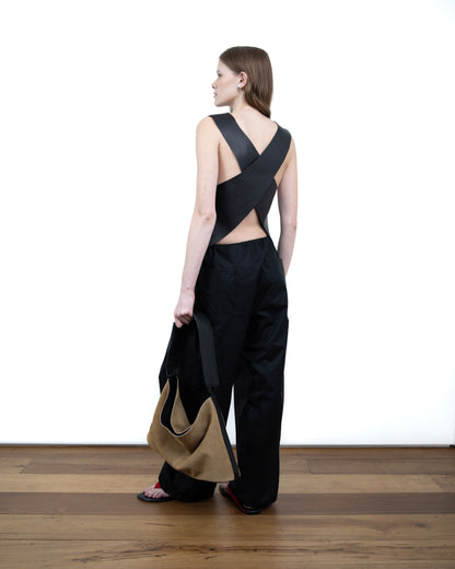 Halter Top de Couro Preto