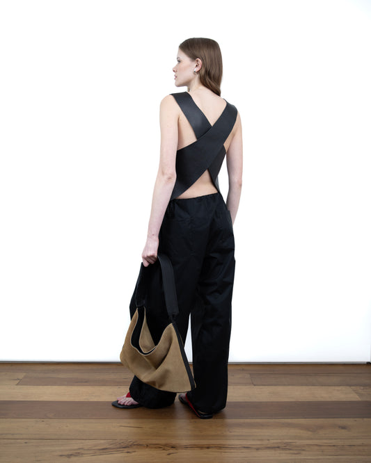 Halter Top de Couro Preto