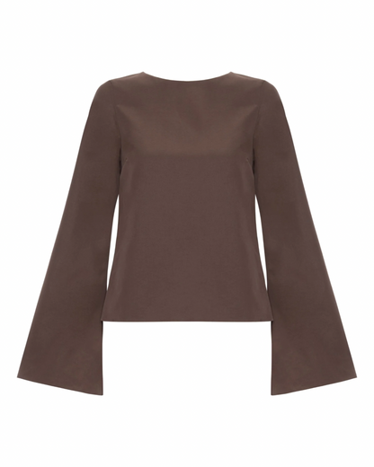 Blusa Cartas Costas Abertas Marrom