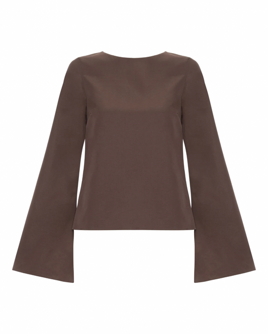 Blusa Cartas Costas Abertas Marrom