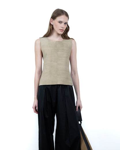 Halter Top de Couro Areia