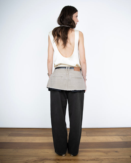 Calça Saia Jeans Marrom