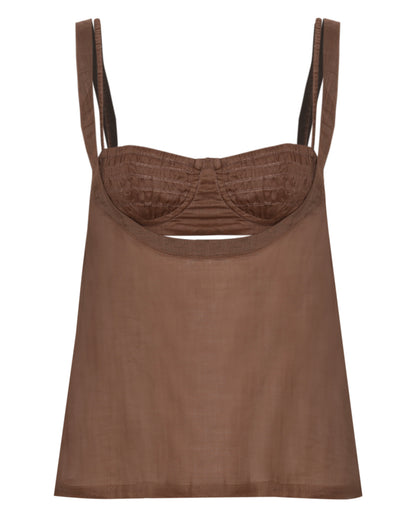 Blusa Voil de Linho Marrom