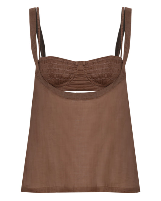 Blusa Voil de Linho Marrom