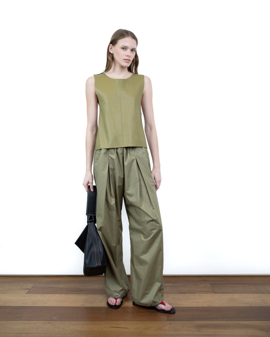 Halter Top de Couro Verde