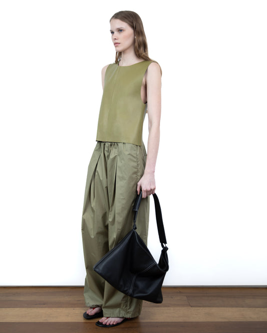 Halter Top de Couro Verde