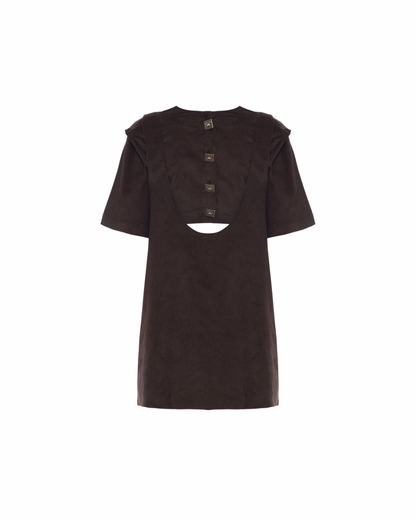 Vestido Suspensório Veludo Marrom