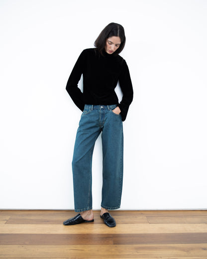 Calça Barrel Jeans Cintura Média