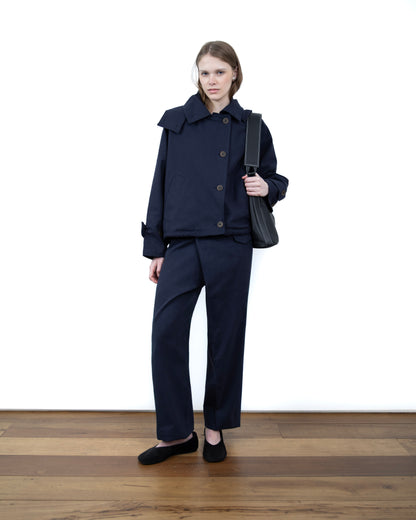 Trench Curto Dupla Face Azul Marinho