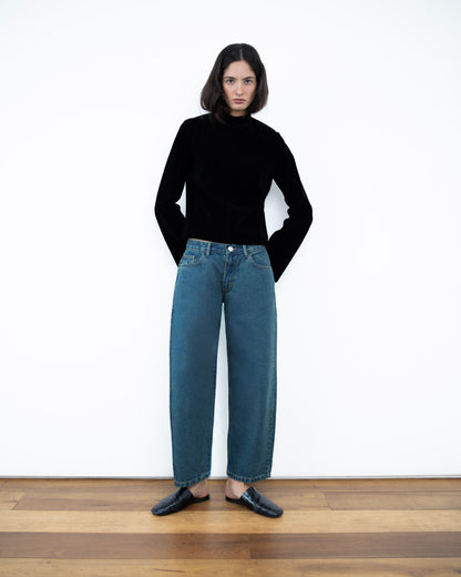 Calça Barrel Jeans Cintura Média