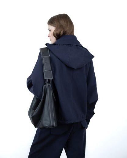 Trench Curto Dupla Face Azul Marinho