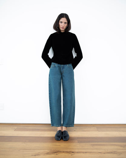 Calça Barrel Jeans Cintura Média