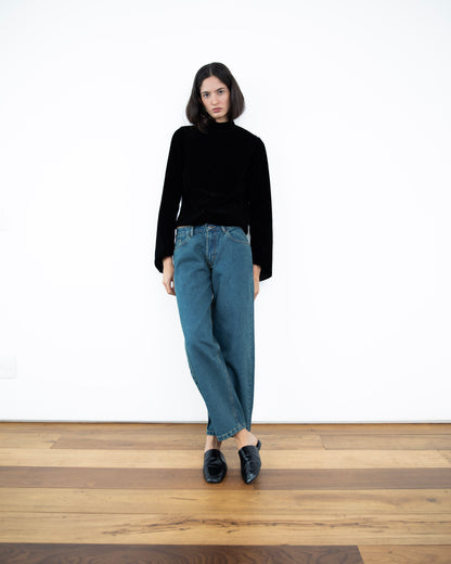 Calça Barrel Jeans Cintura Média