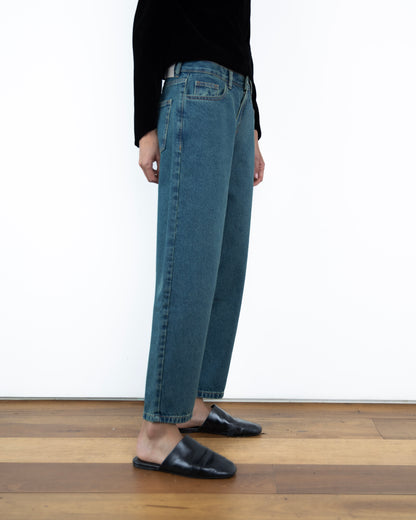 Calça Barrel Jeans Cintura Média