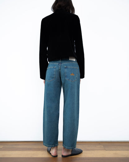 Calça Barrel Jeans Cintura Média