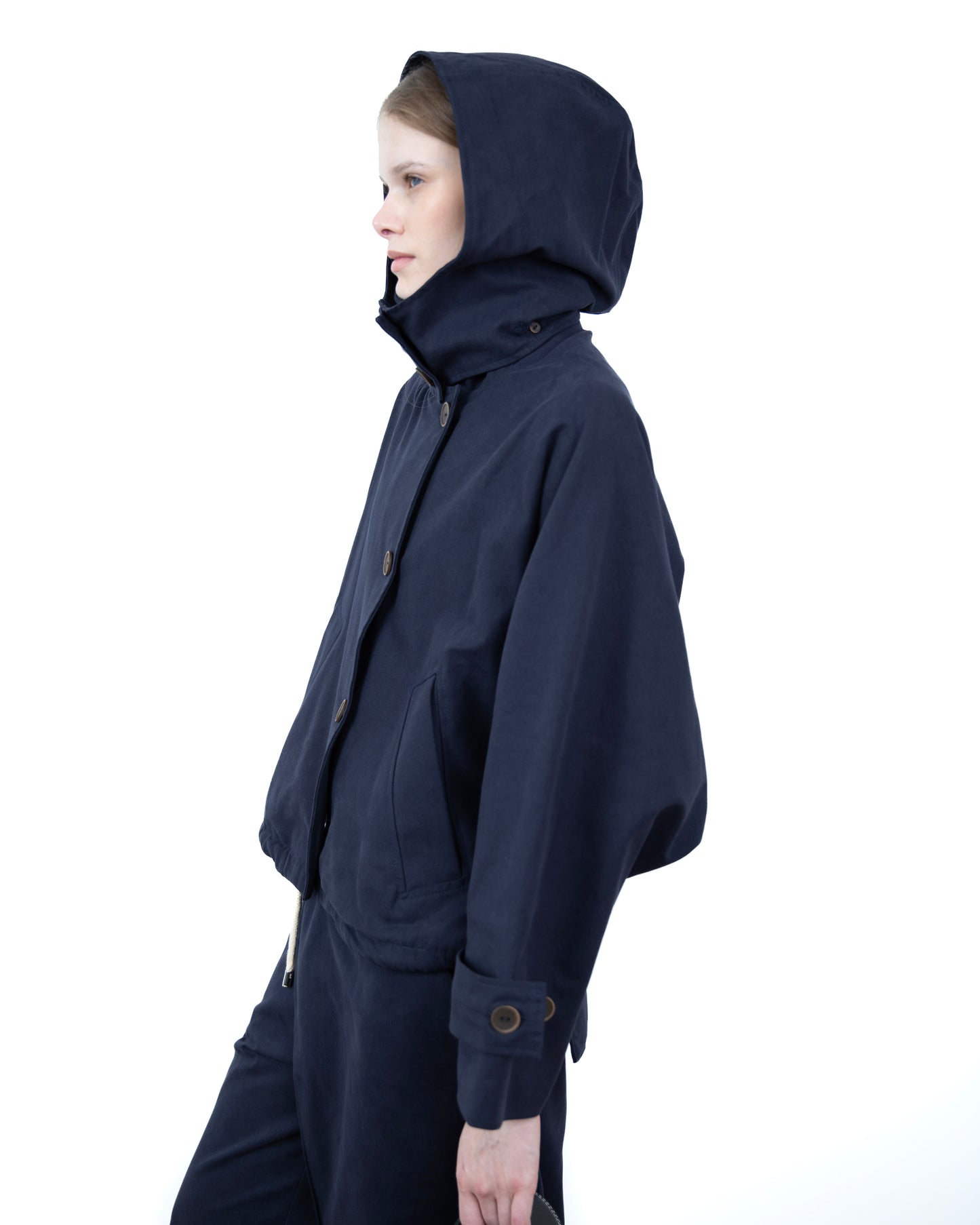 Trench Curto Dupla Face Azul Marinho