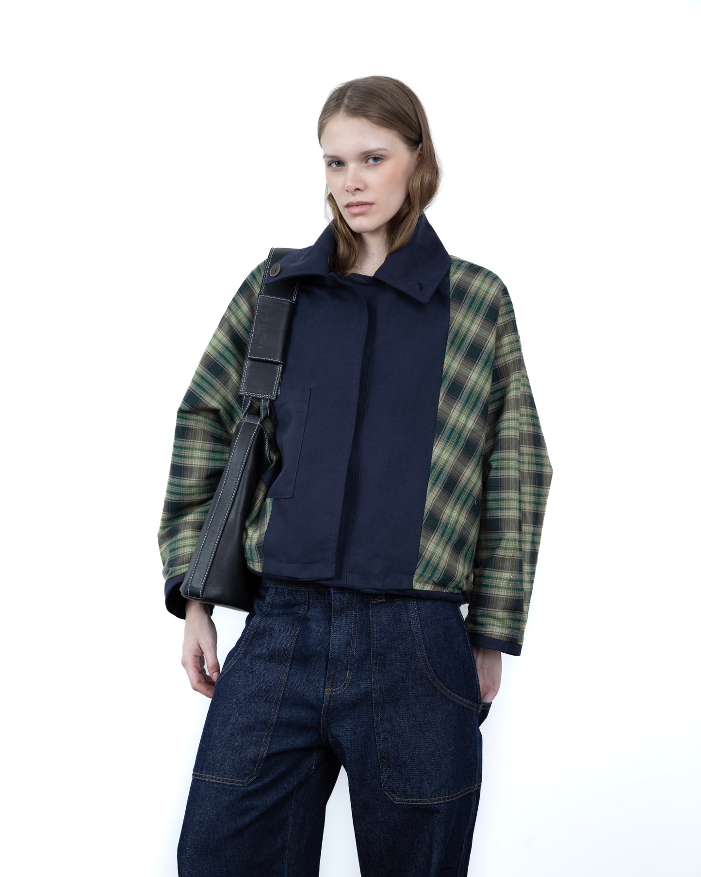 Trench Curto Dupla Face Azul Marinho
